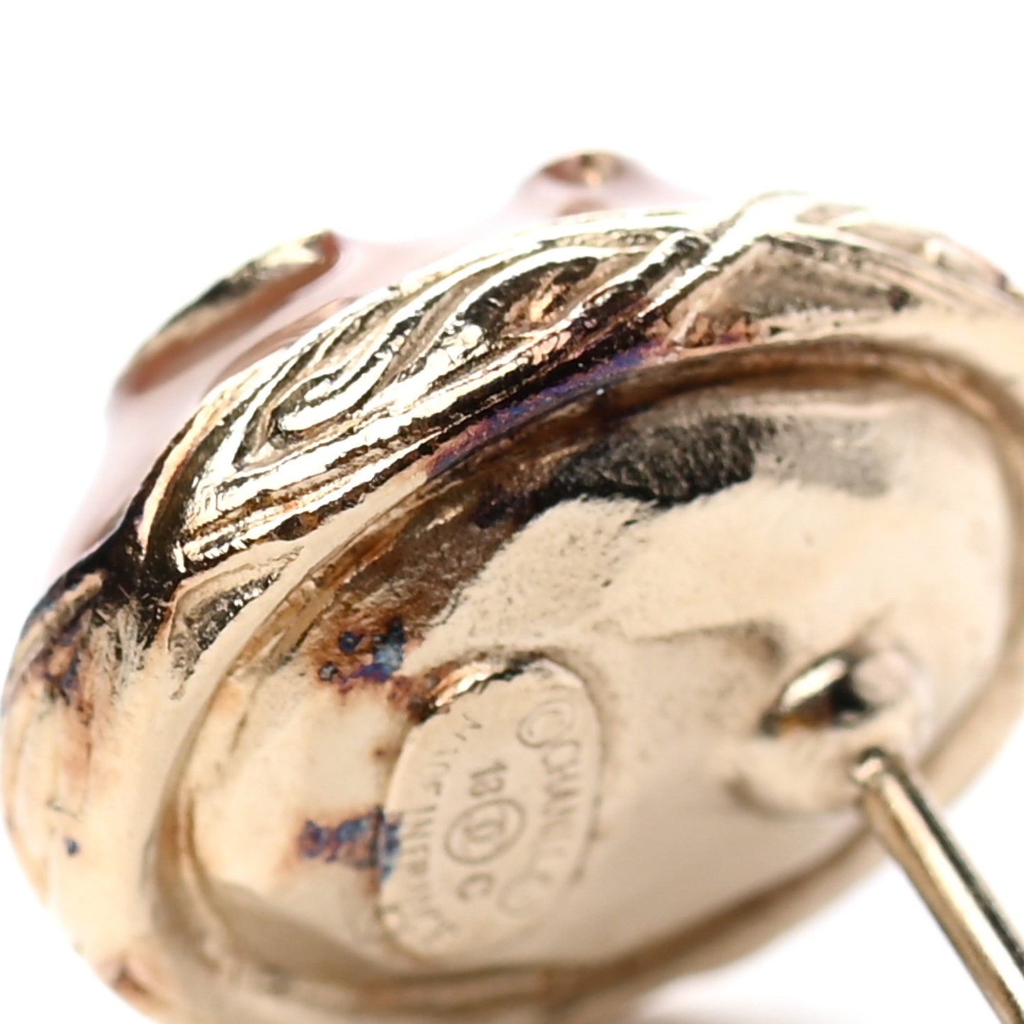 Resin CC Round Earrings Light Gold