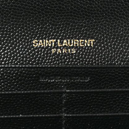 Saint Laurent Grain De Poudre Matelasse Chevron Monogram Flap Wallet Black 6 of 8