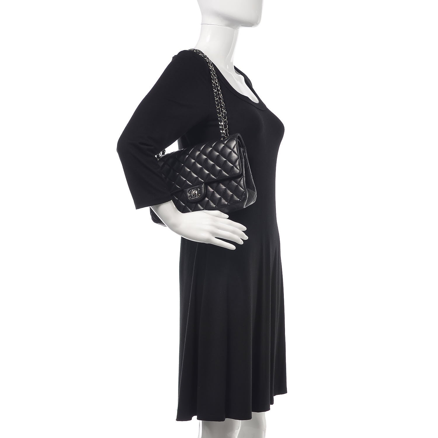 Chanel Lambskin Quilted Medium Double Flap Black 2 of 10