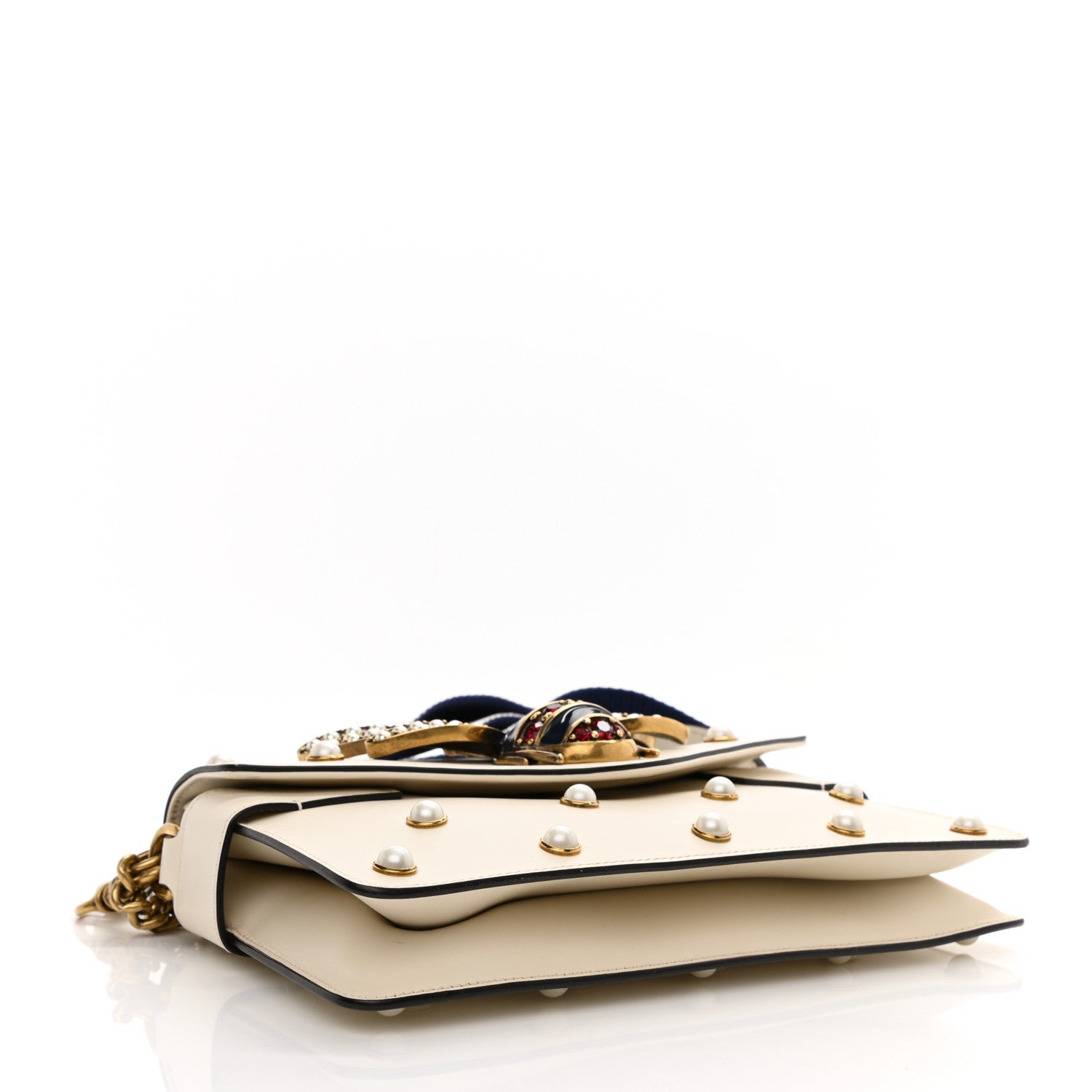 Gucci Nappa Pearl Studded Mini Queen Margaret Broadway Shoulder Bag Mystic White 6 of 15