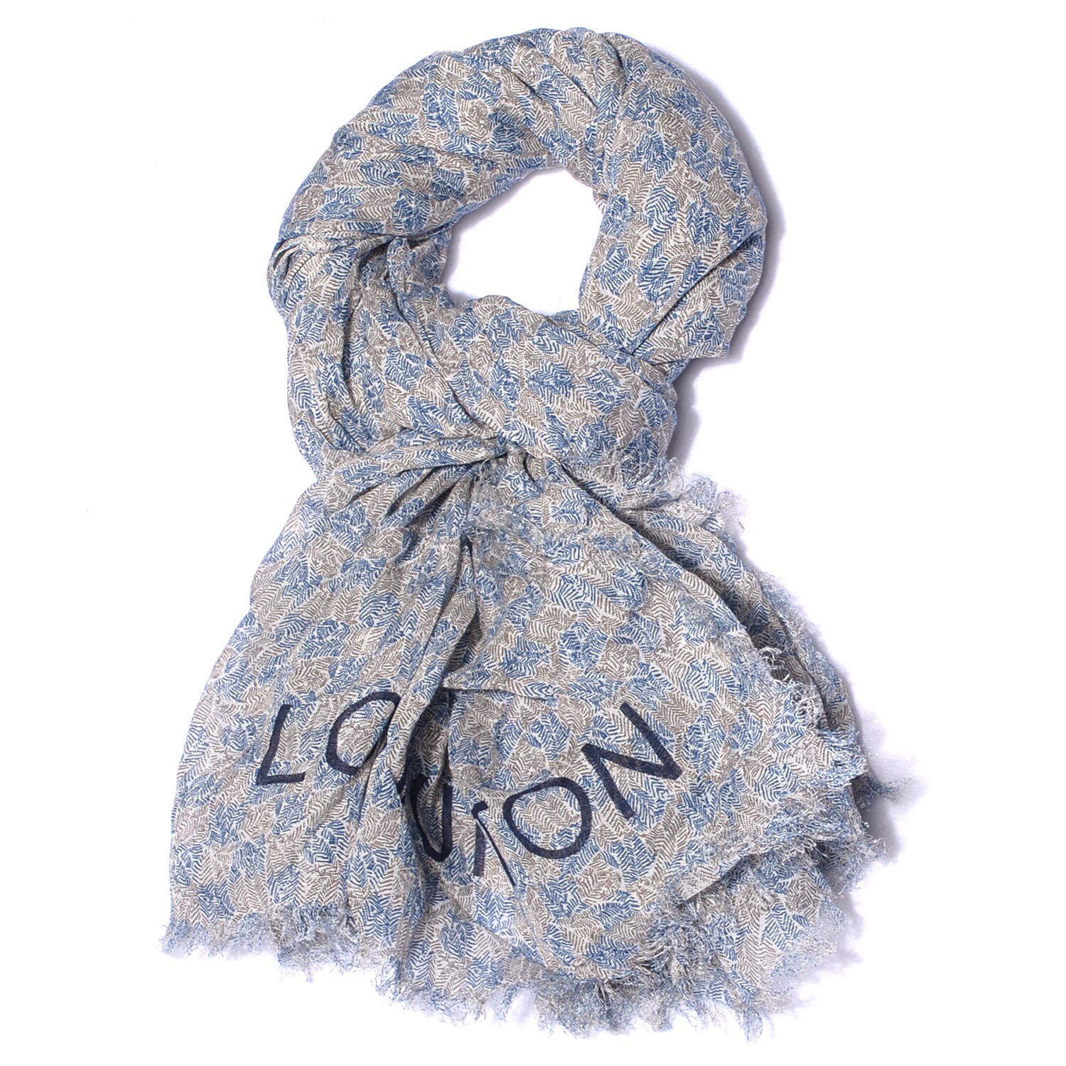 Louis Vuitton Cotton Linen Etole Damier Palm Stole Blue 3 of 6