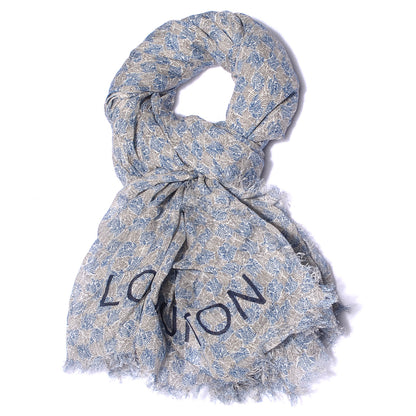 Louis Vuitton Cotton Linen Etole Damier Palm Stole Blue 3 of 6