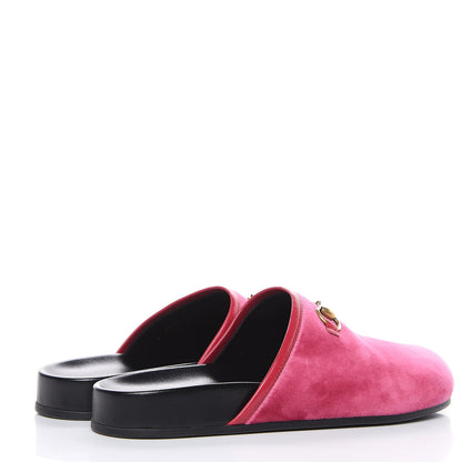 Gucci Softy Velvet Malaga Kid Womens Horsebit River Slippers 37.5 Light Raspberry Rose 4 of 10