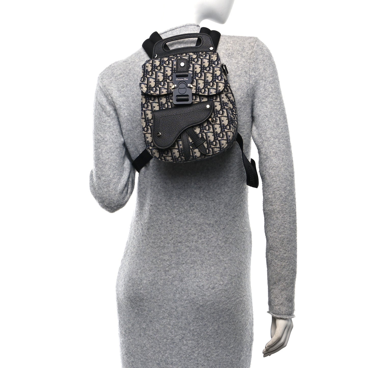 Grained Calfskin Oblique Mini Gallop Sling Bag Blue Black