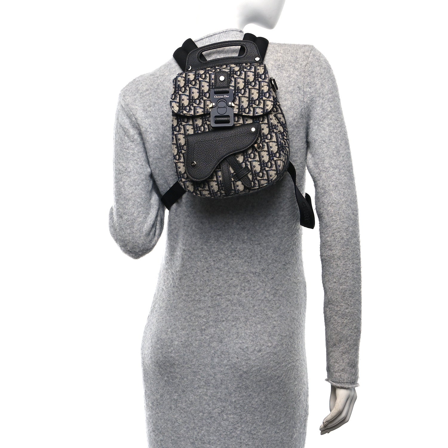Christian Dior Grained Calfskin Oblique Mini Gallop Sling Bag Blue Black 2 of 10