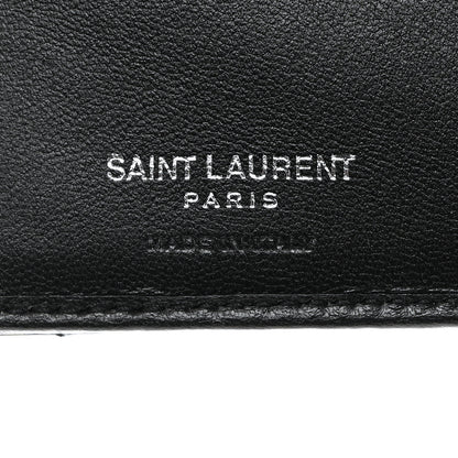Saint Laurent Lambskin Y Quilted Monogram Compact Loulou Wallet Black 7 of 9