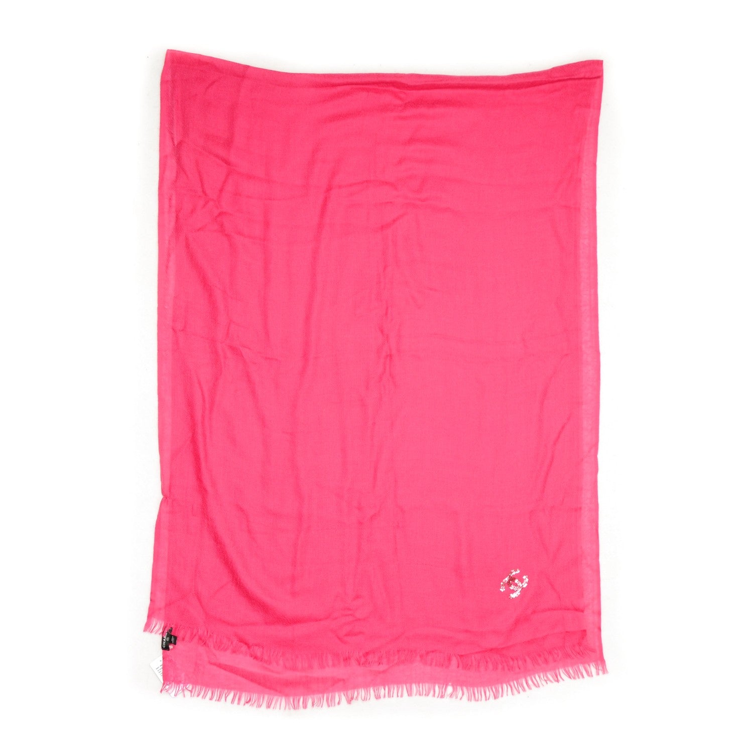 Chanel Cashmere Sequins CC Scarf Rose Fonce 3 of 6