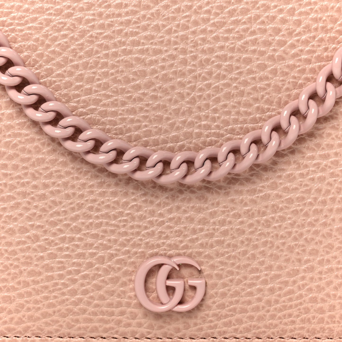 Dollar Calfskin Enamel Monochrome Mini GG Marmont Chain Wallet Perfect Pink