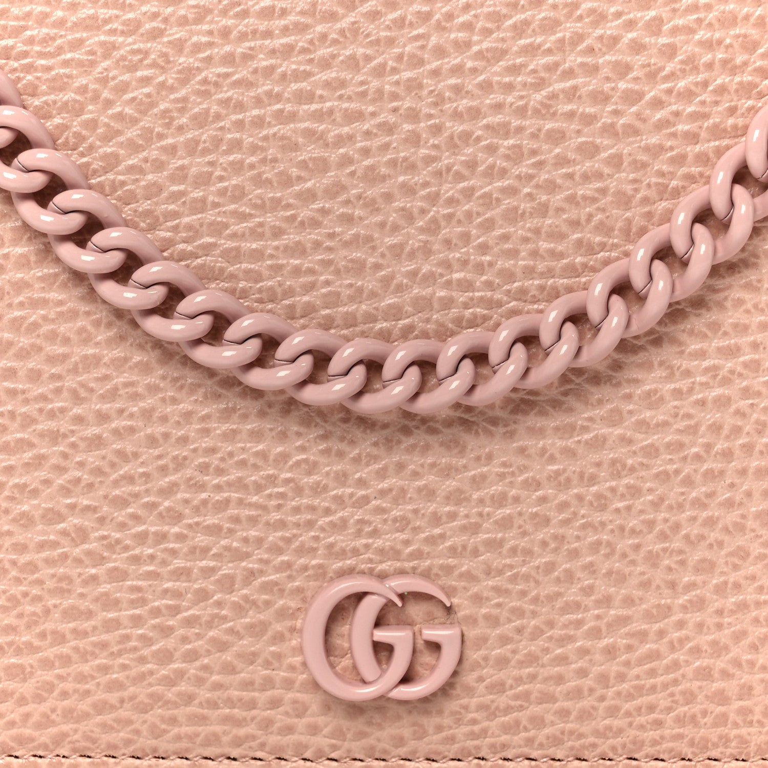 Gucci Dollar Calfskin Enamel Monochrome Mini GG Marmont Chain Wallet Perfect Pink 7 of 9