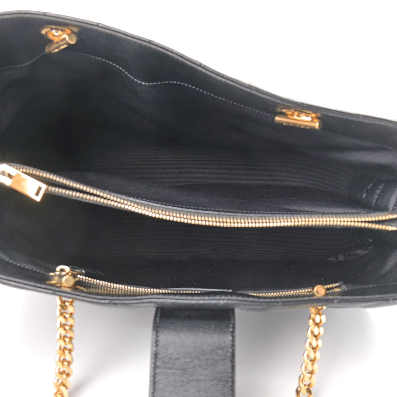 Saint Laurent Grain De Poudre Matelasse Chevron Monogram Shopping Bag Black 5 of 20