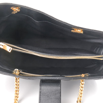 Saint Laurent Grain De Poudre Matelasse Chevron Monogram Shopping Bag Black 5 of 20