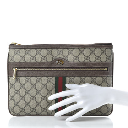 Gucci GG Supreme Monogram Large Ophidia Pouch Clutch Brown 2 of 11