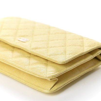 Chanel Iridescent Caviar Quilted Wallet on Chain WOC Yellow 7 of 12