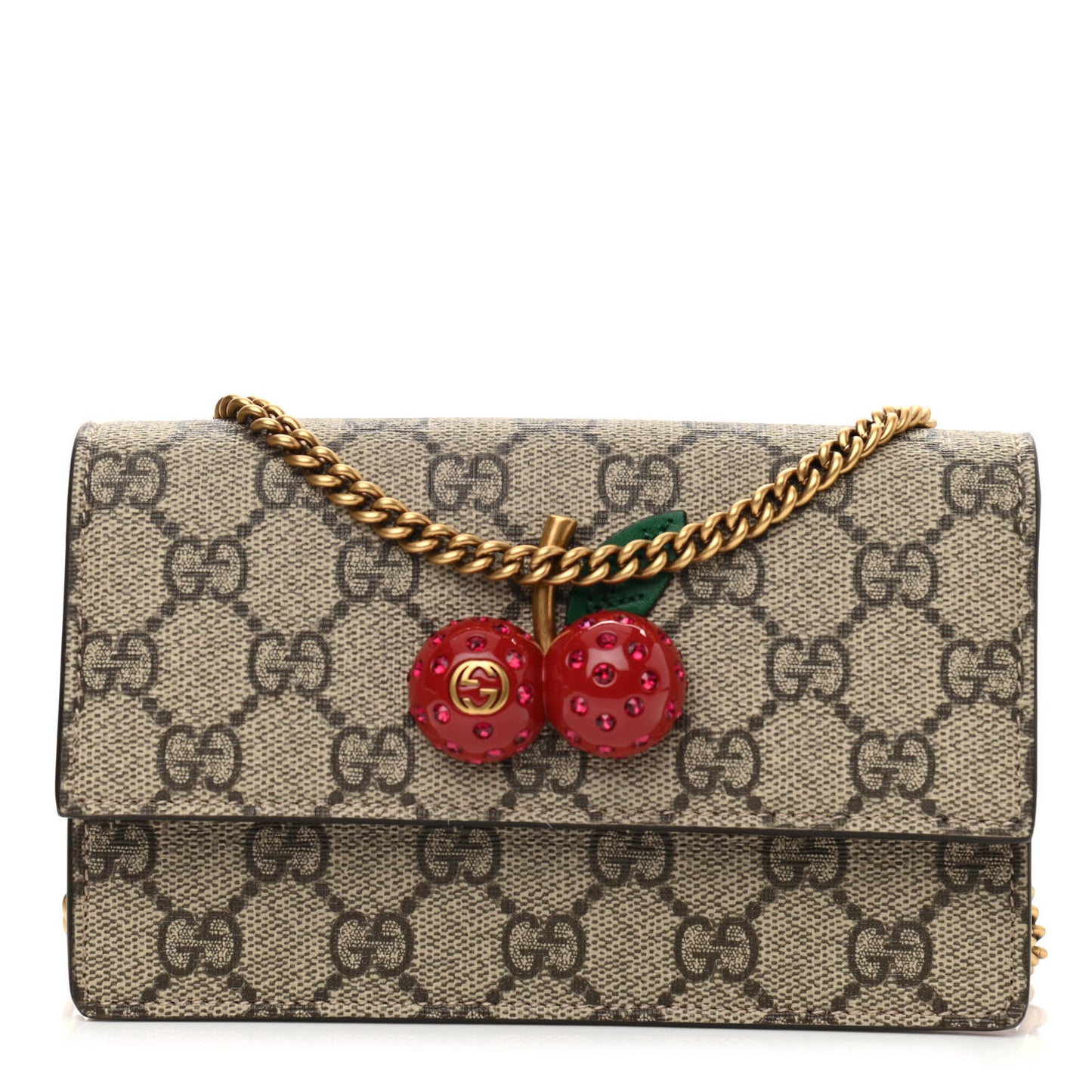 GG Supreme Monogram Mini Cherry Chain Bag