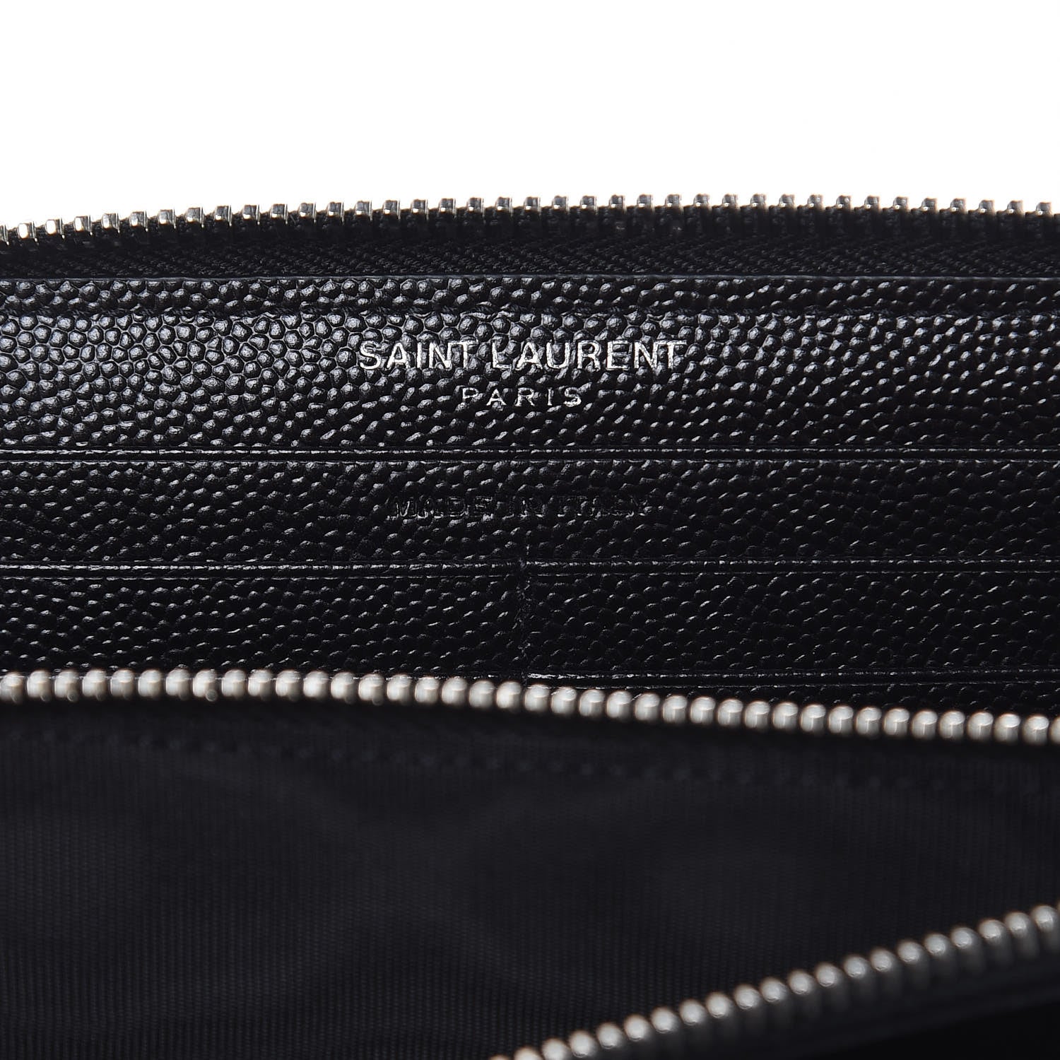 Saint Laurent Grain De Poudre Matelasse Chevron Monogram Zip Around Wallet Black 6 of 8