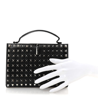 Valentino Garavani Vitello Monochrome Rockstud Allover Top Handle Clutch Black 2 of 6