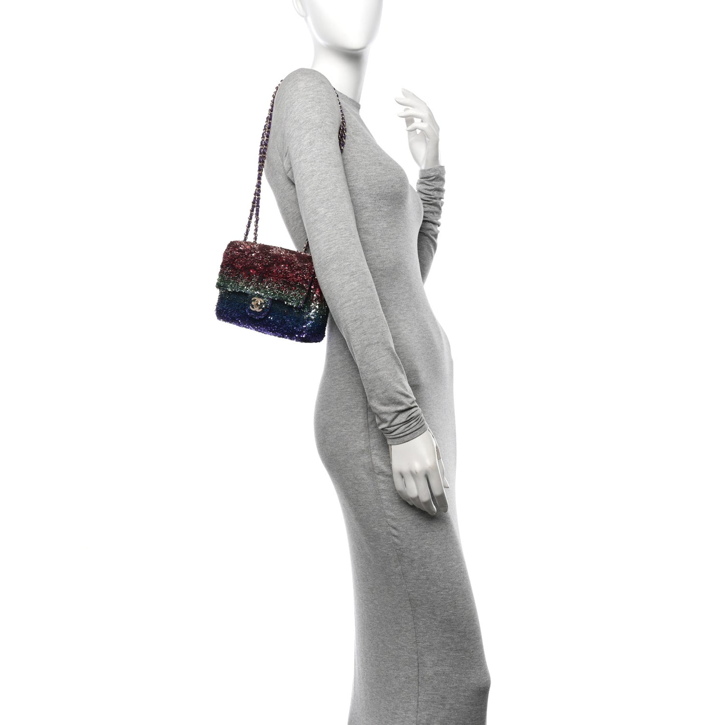 Gradient Sequin CC Small Single Flap Multicolor