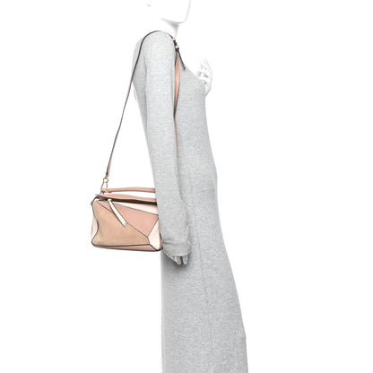 Loewe Calfskin Suede Small Puzzle Bag Blush 2 of 12