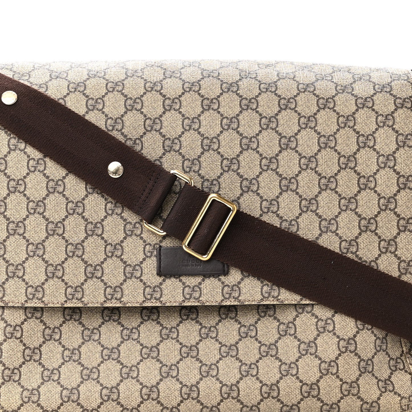 GG Plus Monogram Messenger Diaper Bag Dark Brown