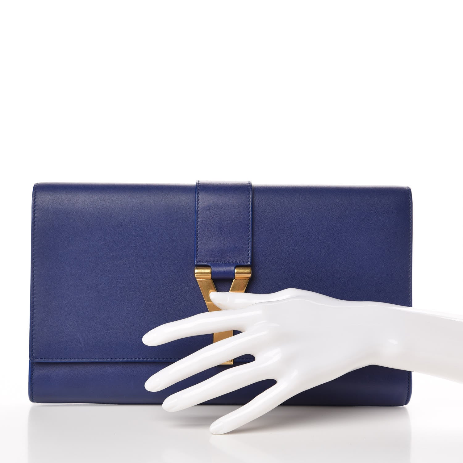 Saint Laurent Calfskin Classic Y Ligne Clutch Royal Blue 2 of 8
