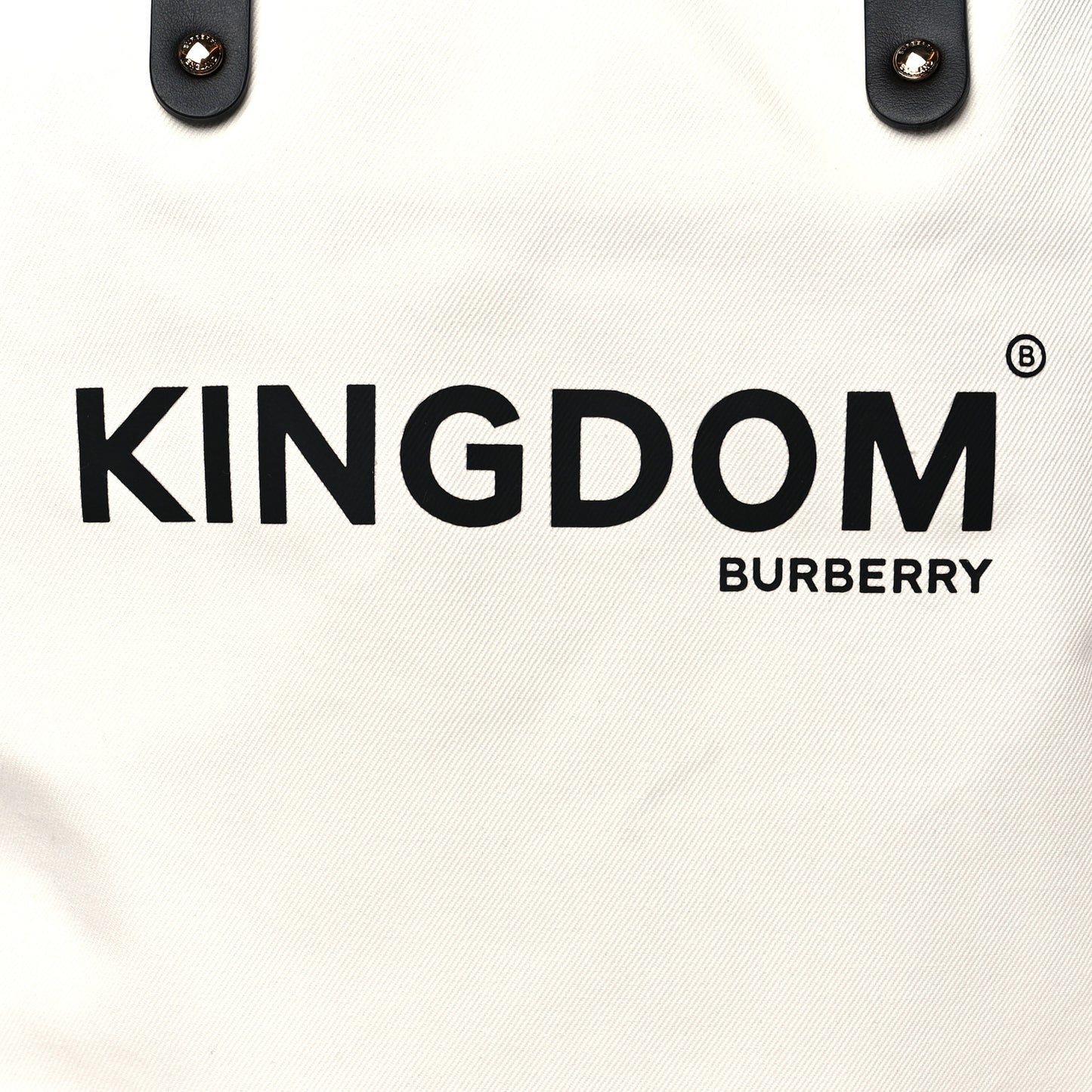 Cotton Canvas Calfskin Kingdom Print Tote Black