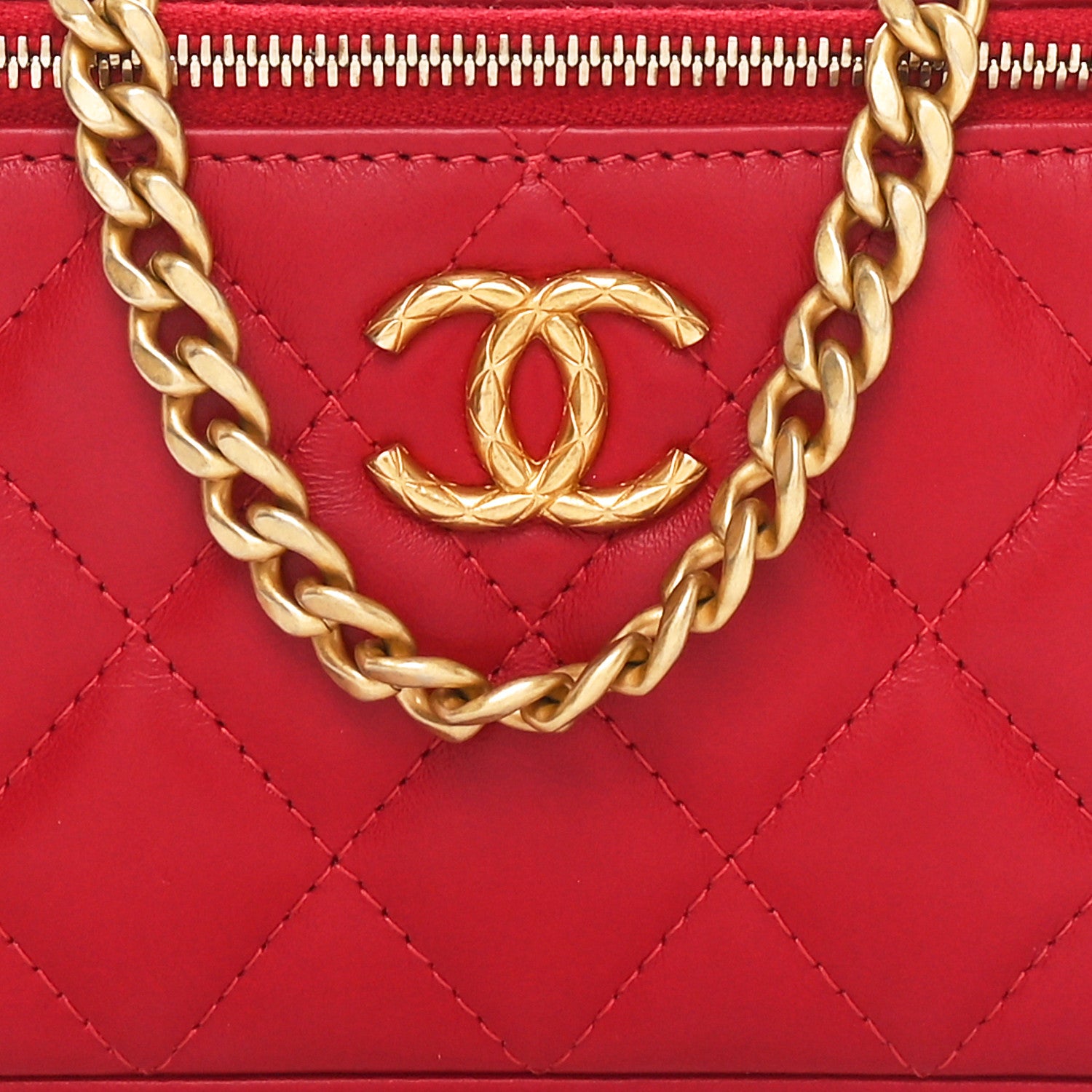 Chanel Lambskin Quilted Small Pillow Crush Vanity Case With Chain Dark Red 8 of 11