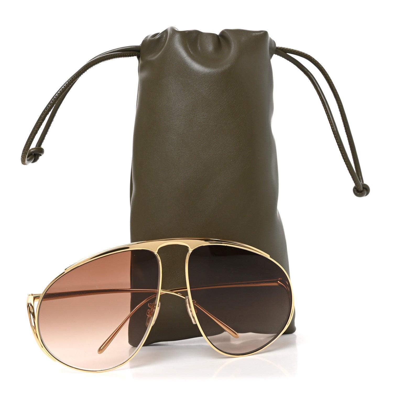 Loewe Metal Hillock Aviator Oversized Sunglasses LW40180U Gold