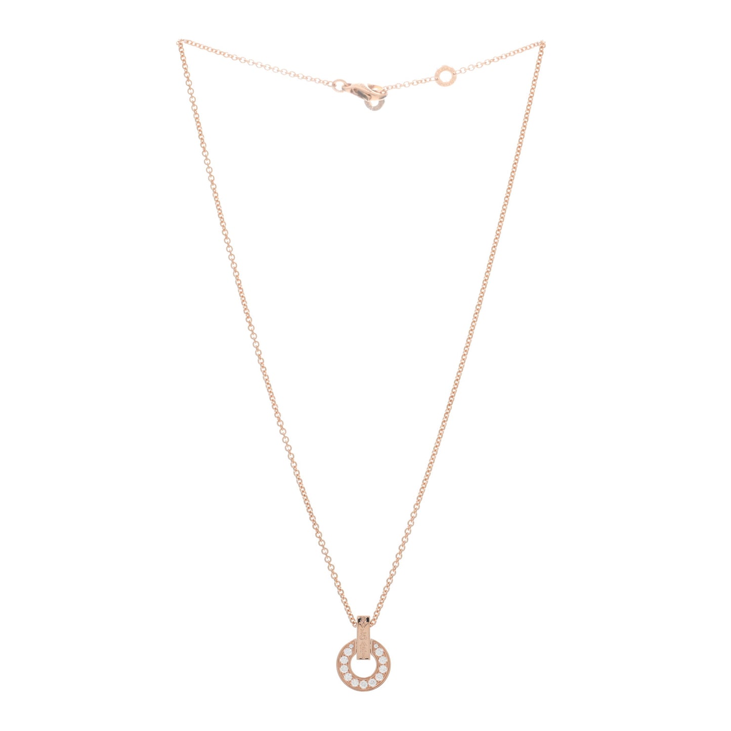 18K Rose Gold Diamond BVLGARI BVLGARI Open Work Pendant Necklace