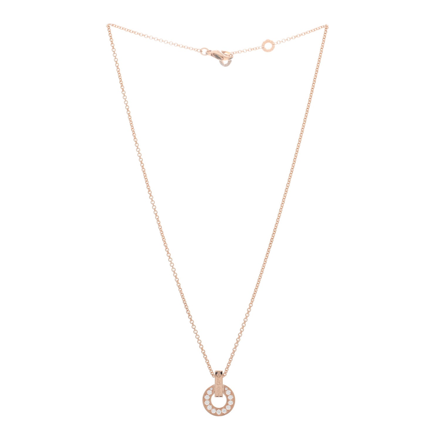 Bulgari 18K Rose Gold Diamond BVLGARI BVLGARI Open Work Pendant Necklace 2 of 4
