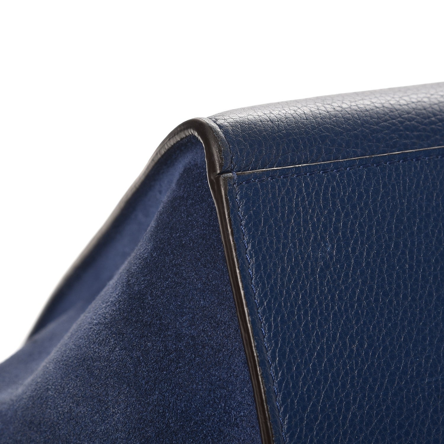 Celine Drummed Calfskin Suede Medium Trapeze Ocean Blue 13 of 16