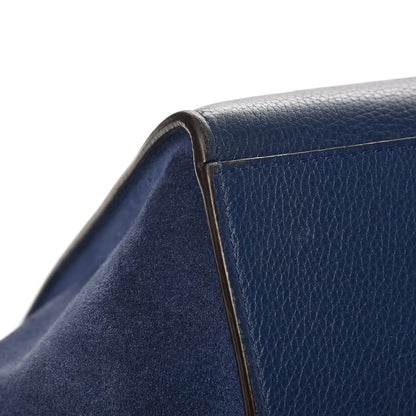 Celine Drummed Calfskin Suede Medium Trapeze Ocean Blue 13 of 16