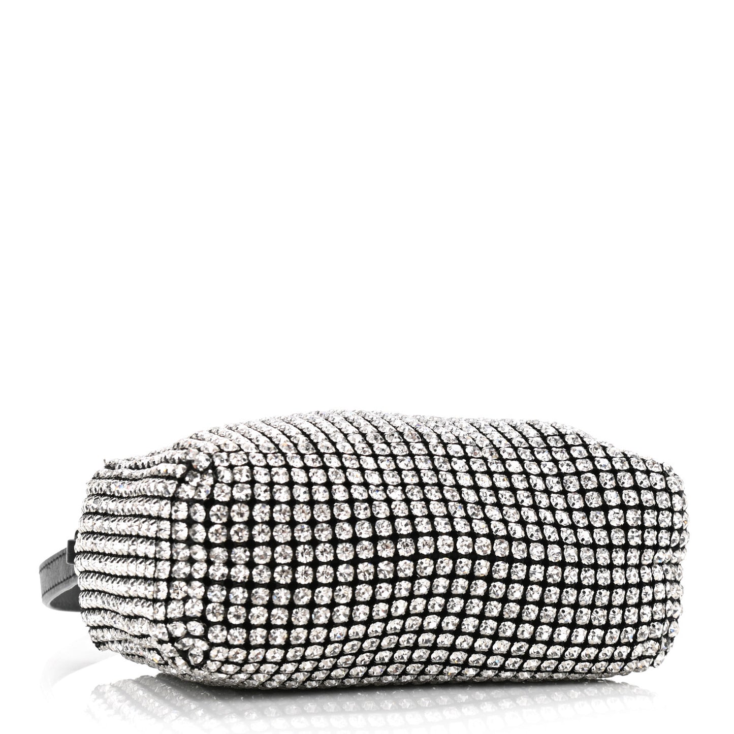 Mesh Crystal Rhinestone Mini Heiress Pouch Black Silver