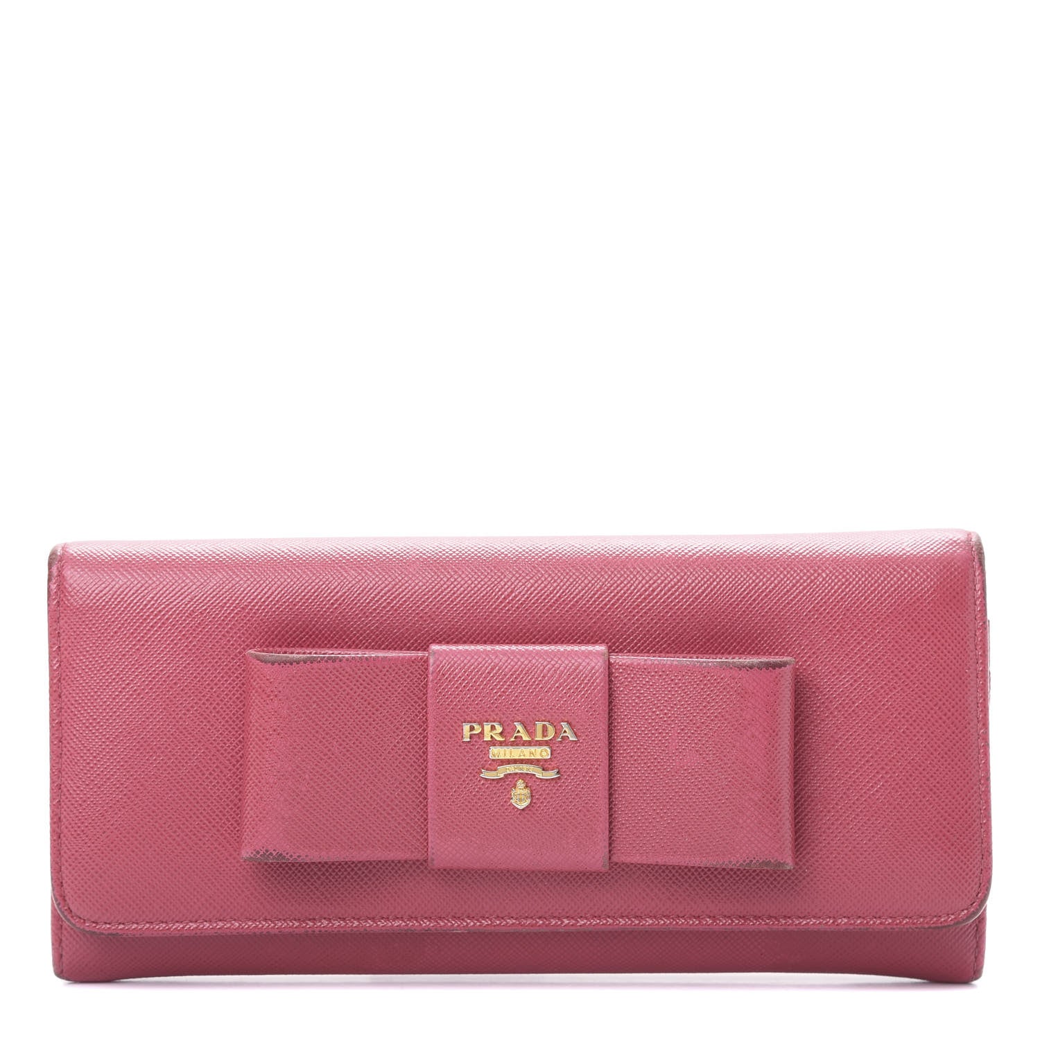 Prada Saffiano Bow Continental Wallet Peonia 1 of 17