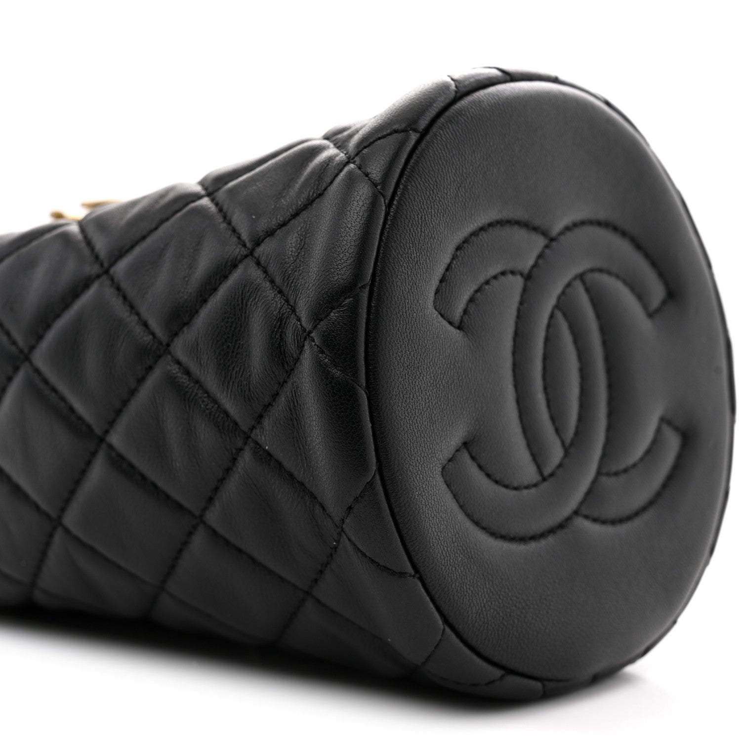 Chanel Lambskin Quilted Small Pearl Crush Bucket Bag Black 9 of 12