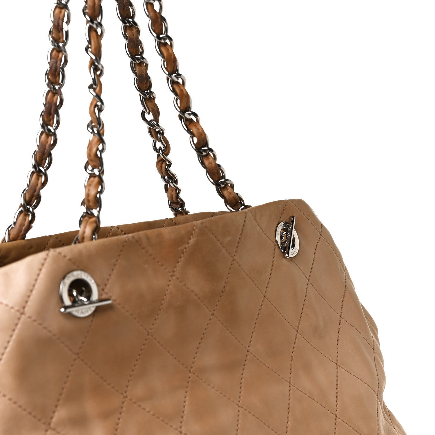 Chanel Calfskin Stitched VIP Medium Shopping Tote Beige Black 10 of 26