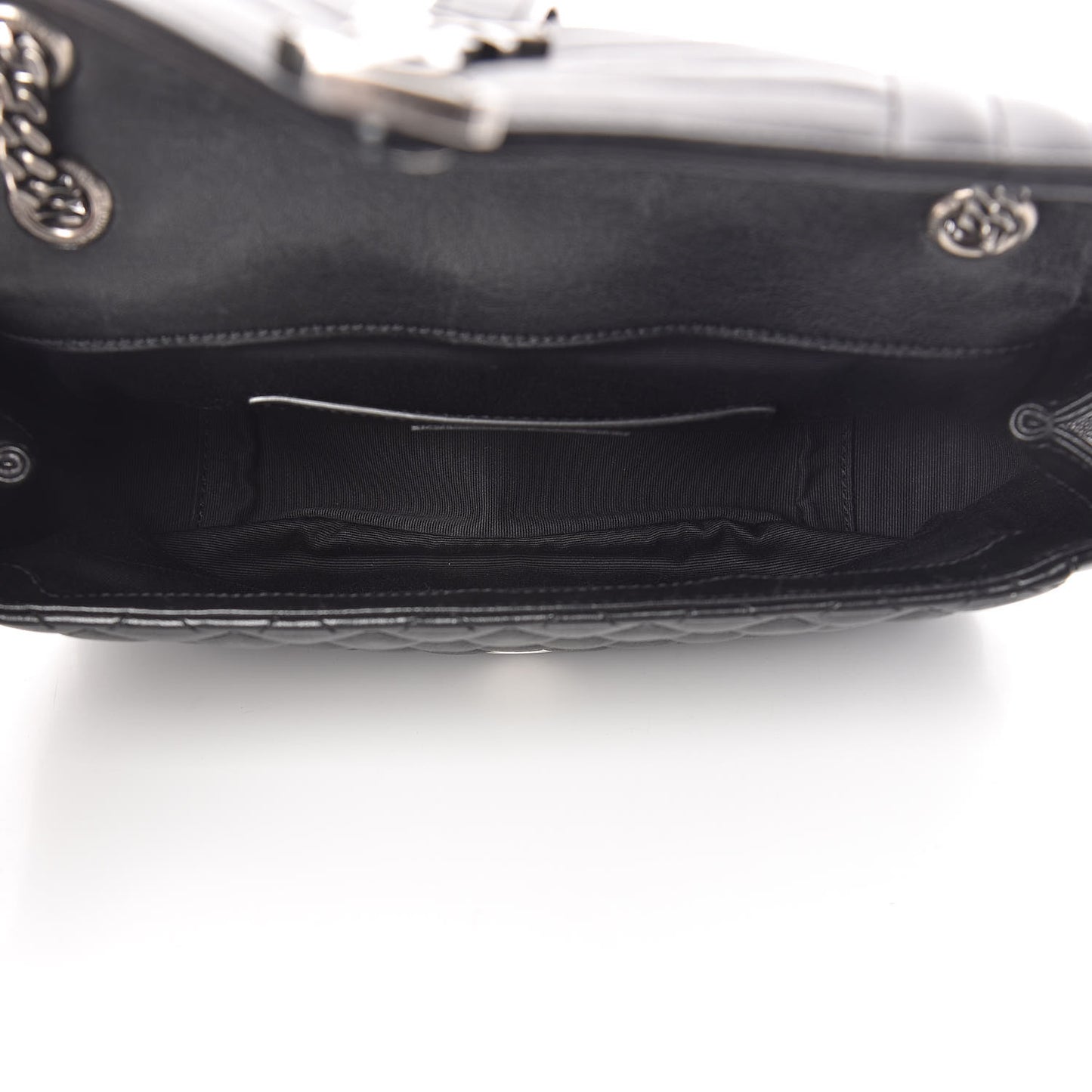 Sheepskin Tri-Quilt Monogram Medium Soft Envelope Bag Black