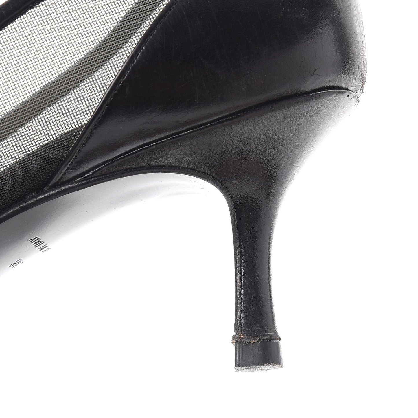 Lambskin Mesh CC Kitten Heels Pumps 38 Black