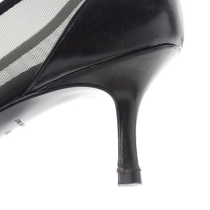 Chanel Lambskin Mesh CC Kitten Heels Pumps 38 Black 15 of 17