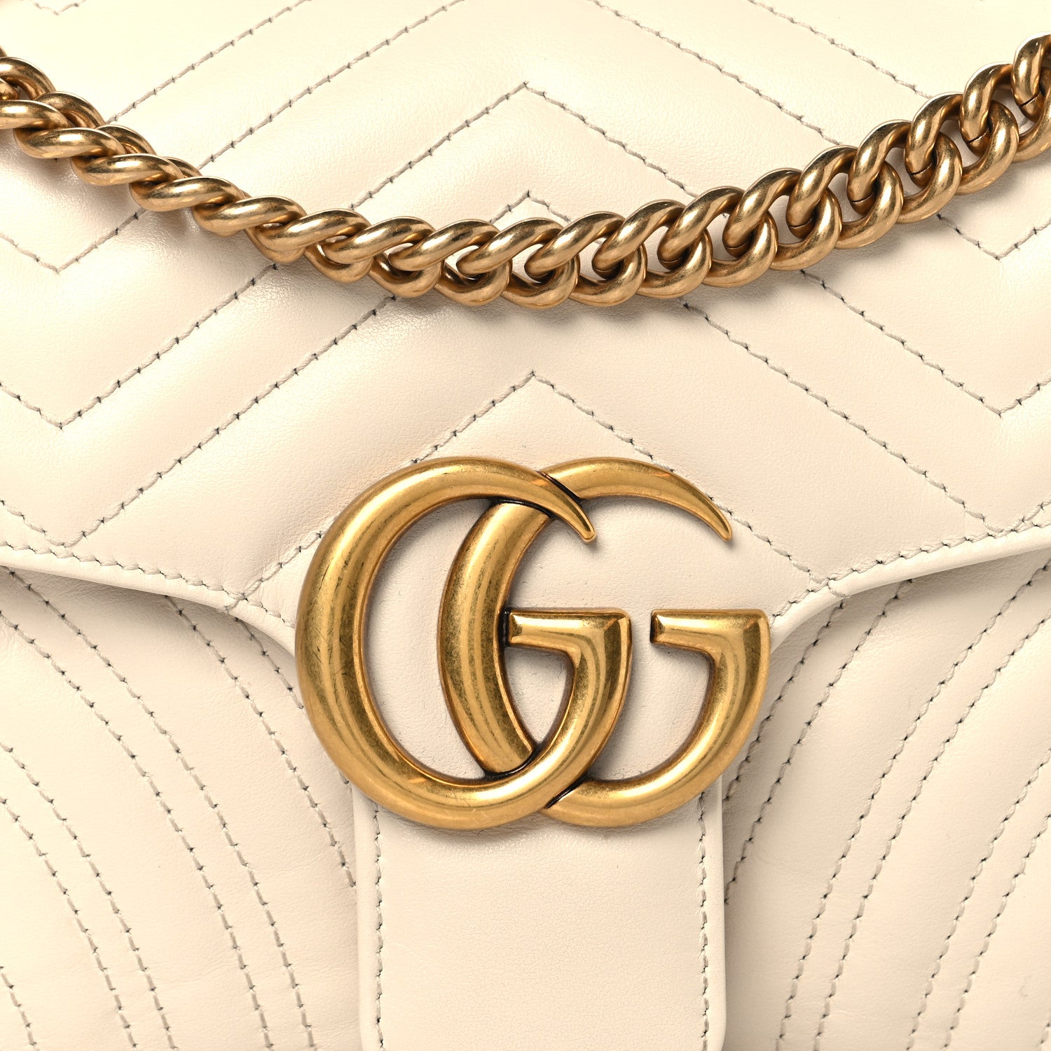 Gucci Calfskin Matelasse Small GG Marmont Shoulder Bag White 8 of 10