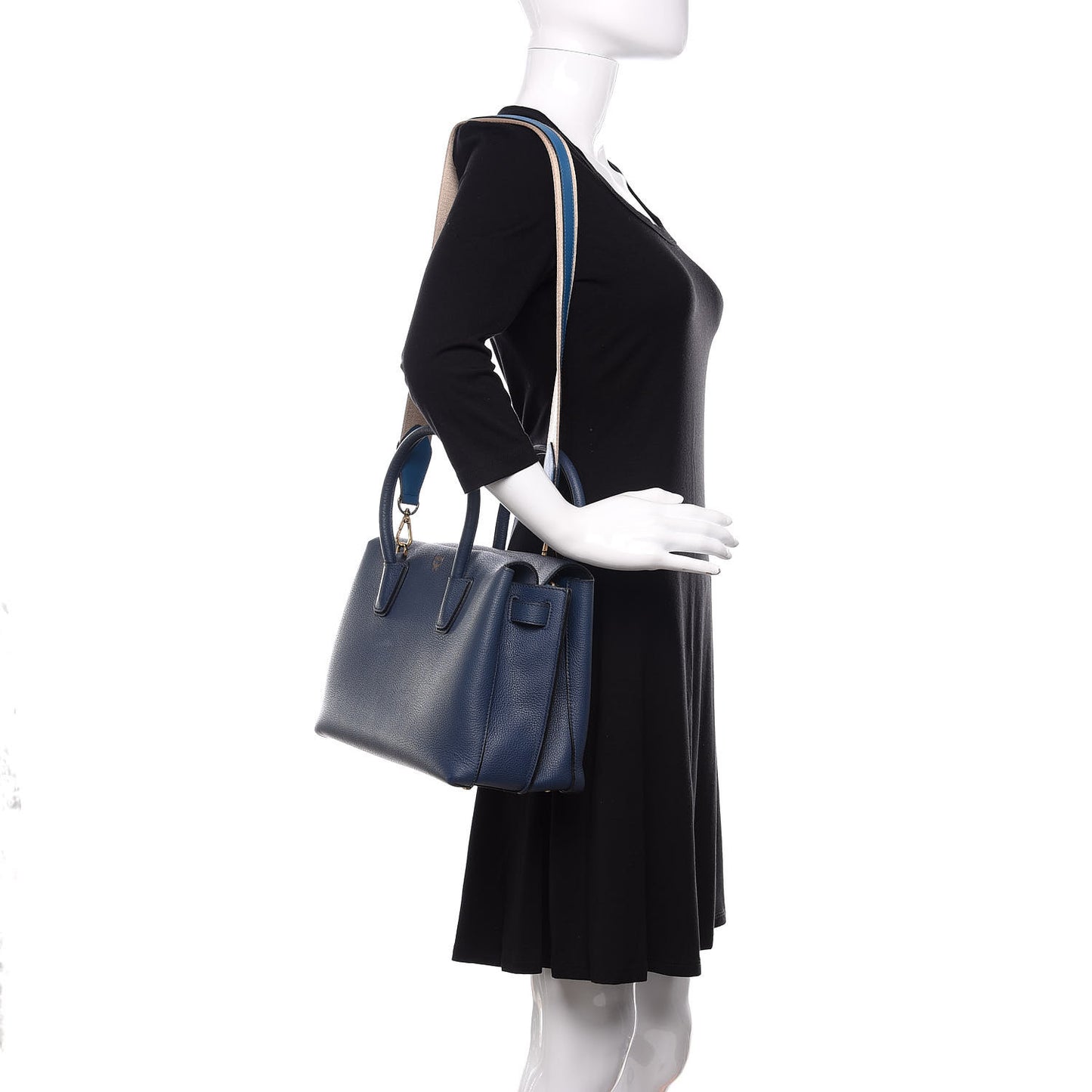 Grained Calfskin Medium Milla Tote Navy