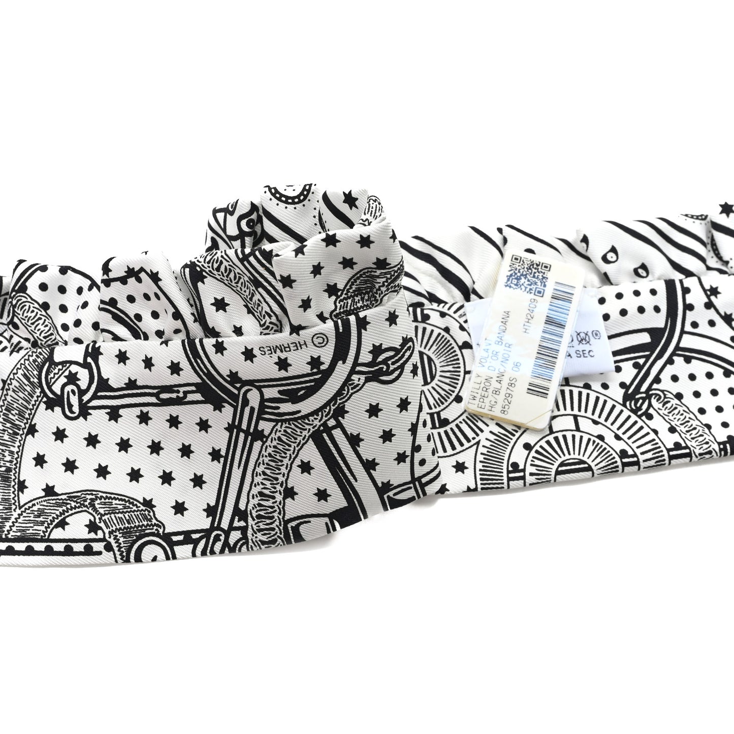 Silk Eperon d'Or Bandana Ruffle Twilly White Black
