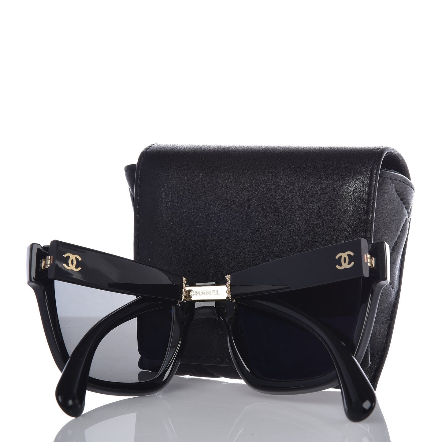 Nylon Metal Square Polarized Folding Sunglasses 6053 Black