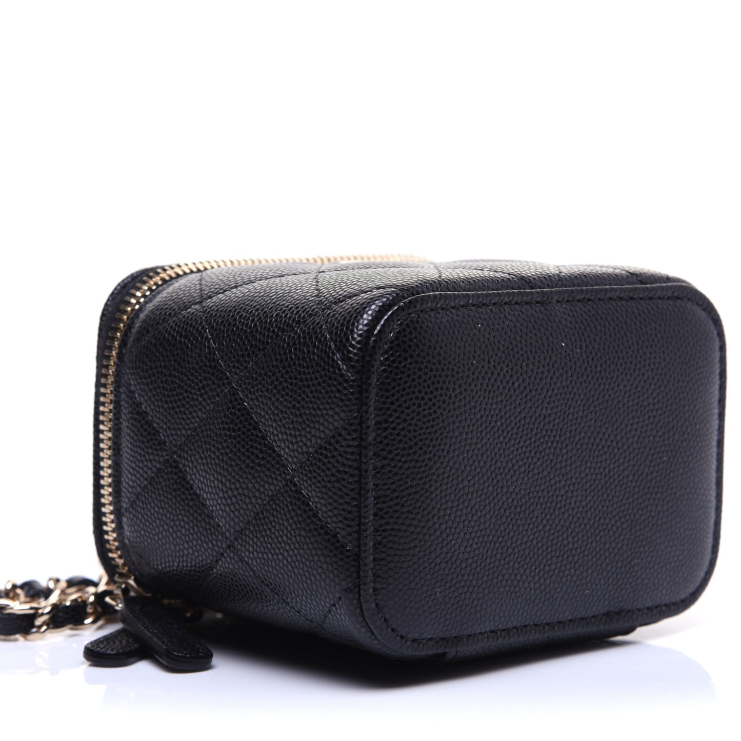 Caviar Quilted Mini Vanity Case With Chain Black