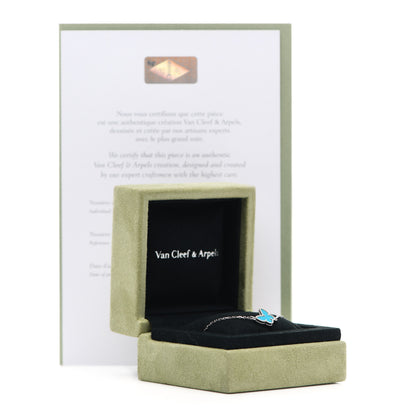 Van Cleef & Arpels 18K White Gold Turquoise Sweet Alhambra Butterfly Bracelet 6 of 6