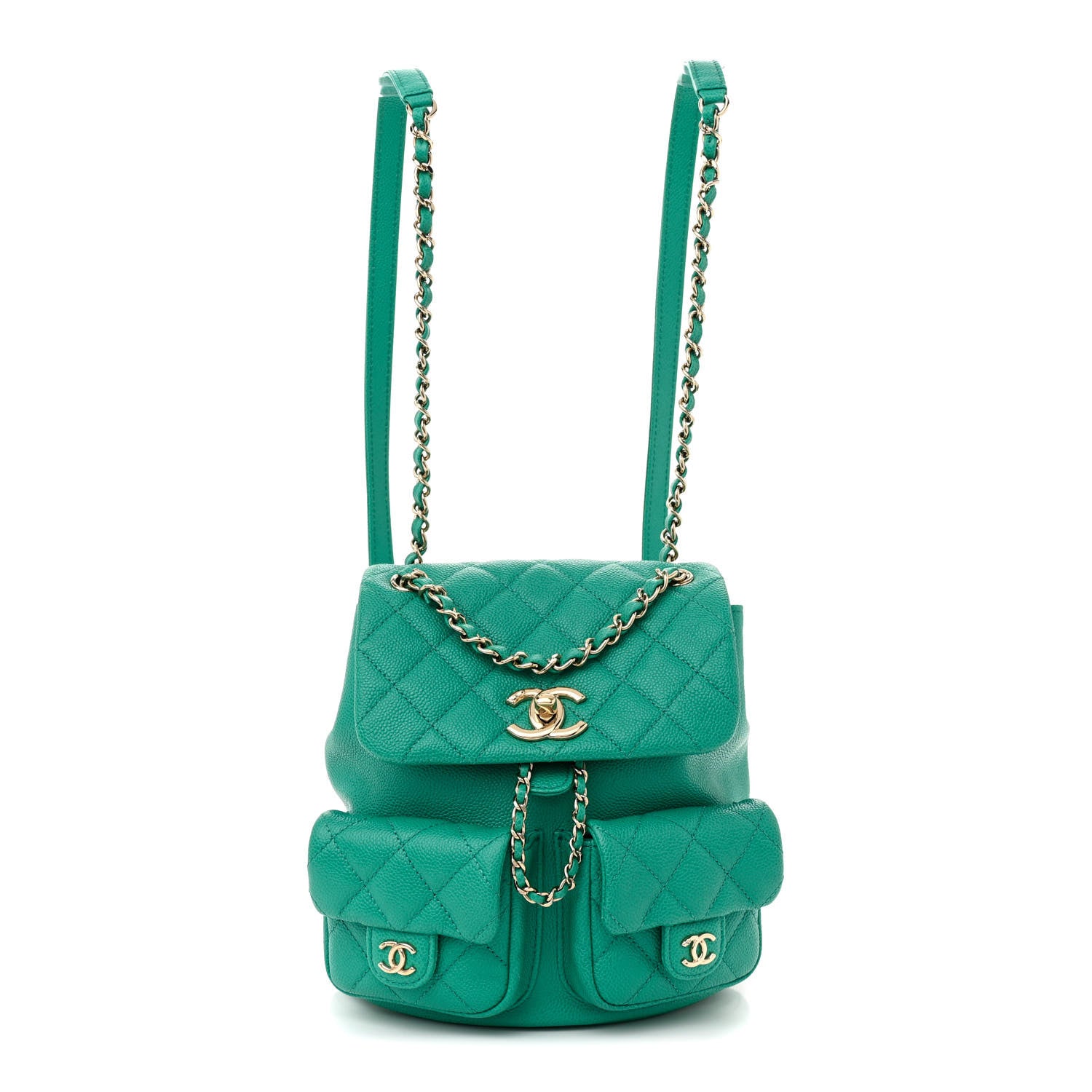 Chanel Caviar Quilted Medium Duma Pockets Drawstring Backpack Green 1 of 11