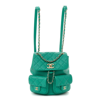 Chanel Caviar Quilted Medium Duma Pockets Drawstring Backpack Green 1 of 11