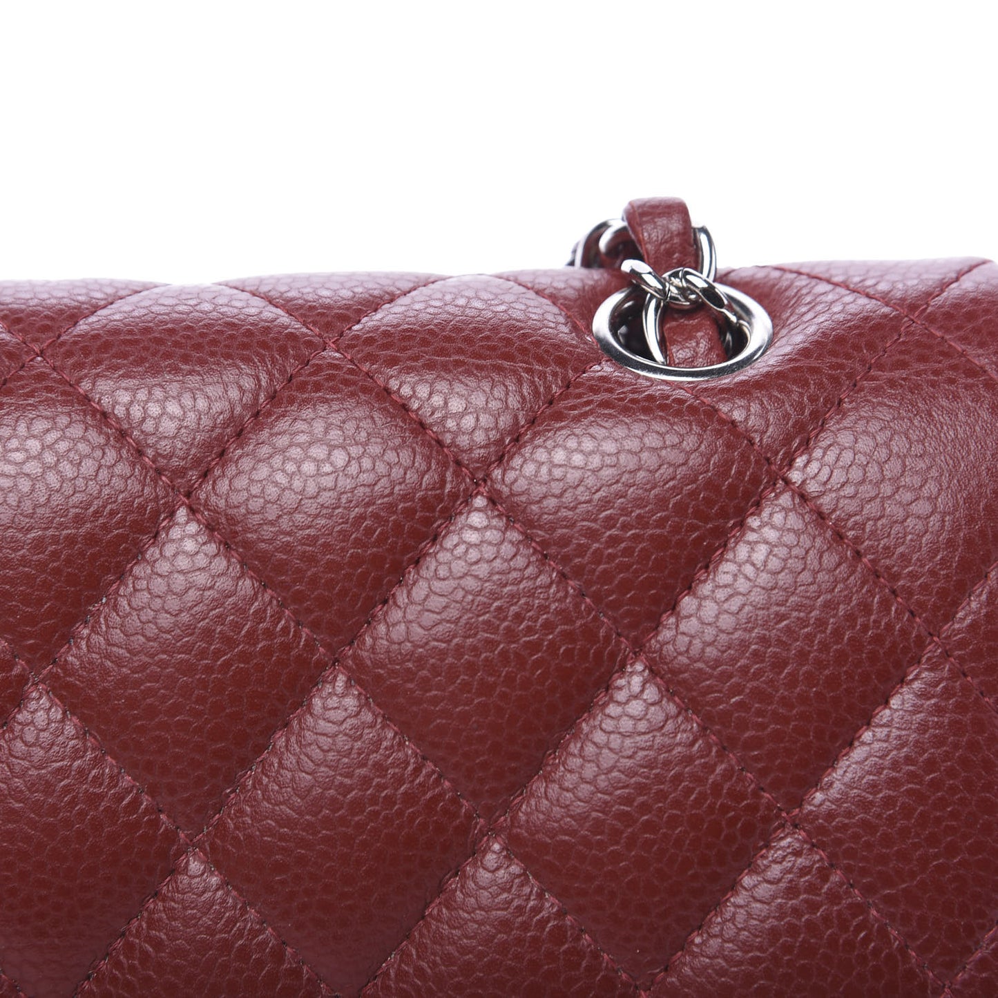 Caviar Quilted Medium Double Flap Dark Red