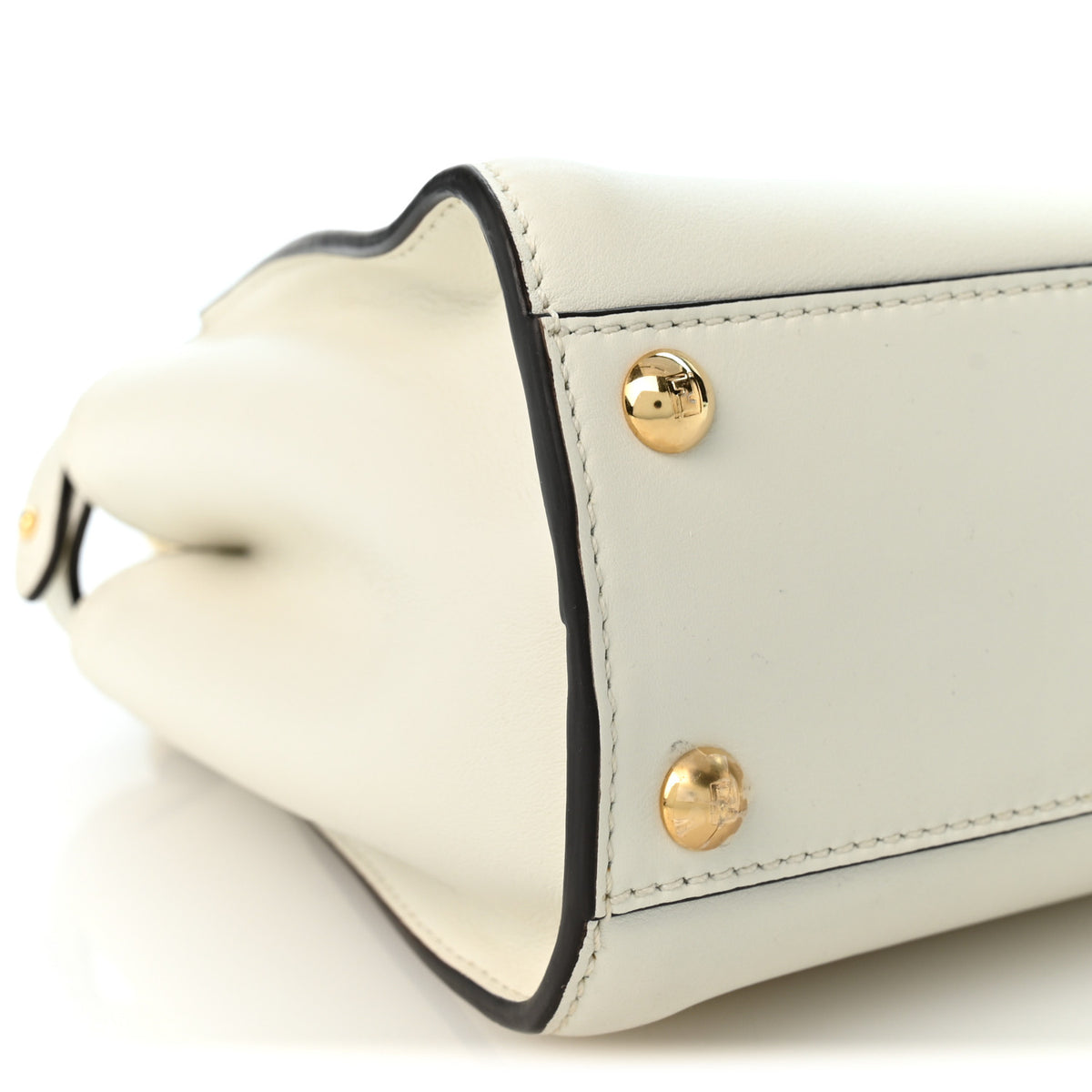 Fendi Vitello Seta Canvas FF Mini Peekaboo Iconic Satchel Uovo Sigaro Marrone 10 of 11