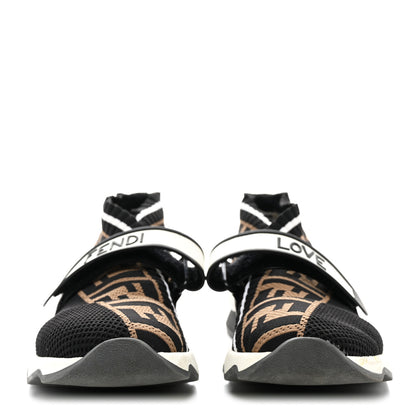 Fendi Stretch Yarn FF Stiff Band Rockoko Sneakers 38 Black White Tobacco 2 of 9