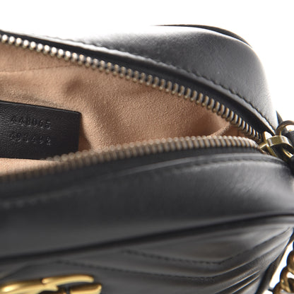 Gucci Calfskin Matelasse Mini GG Marmont Chain Shoulder Bag Black 9 of 11